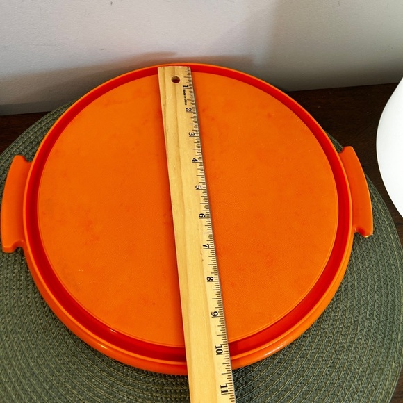 Orange Vintage Tupperware Cake/Pie Keeper Carrier No Handle Round Tall 683, 684. - Picture 11 of 12